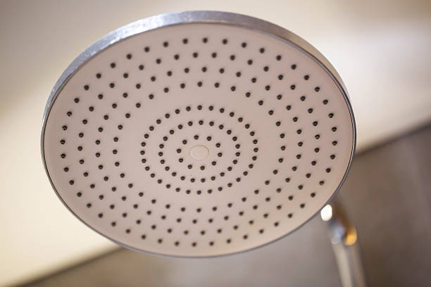 istock modern chrome shower head in bathroom close up, industry 2231314760