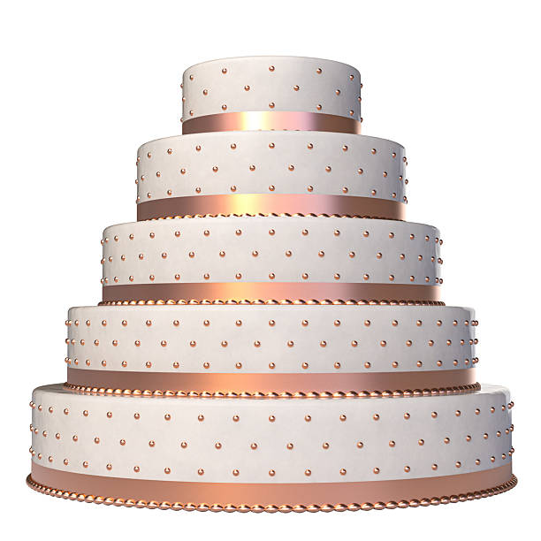 istock Five-tiered cake decorated with copper ribbons and beads, perfect for a wedding celebration 2231319987