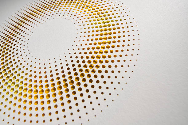 Radial Gradient Dot Cutout Paper Artwork with Warm Yellow and Orange Hues