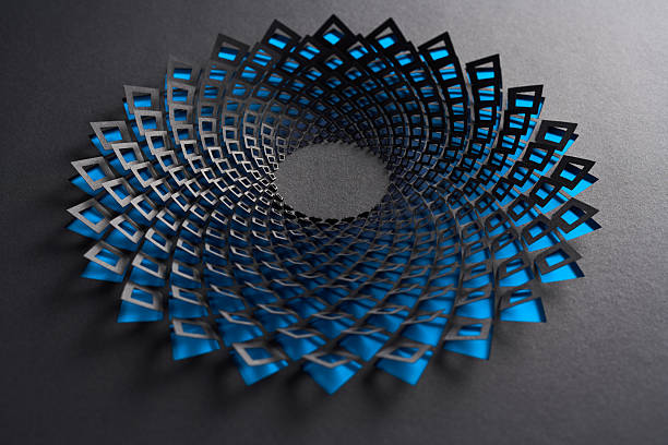 istock Geometric Diamond Mandala Cut Paper Artwork with Spiraling Blue Layers 2231320424