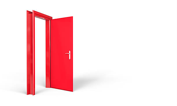 istock Red open door symbolizing new opportunities and future possibilities 2231320943