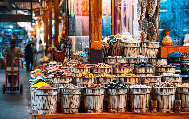 collection of spices at the oriental market in granada, spain