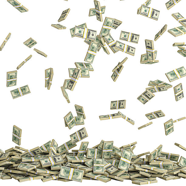 istock Stacks of one hundred dollar bills falling and piling up 2231326908