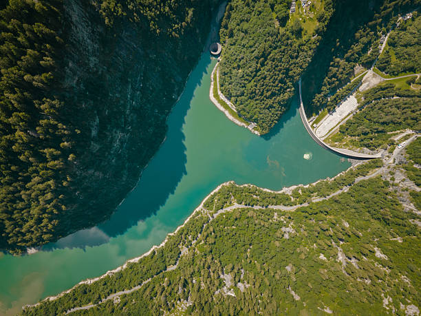 istock Bird's-eye view of dam and forest 2231335645