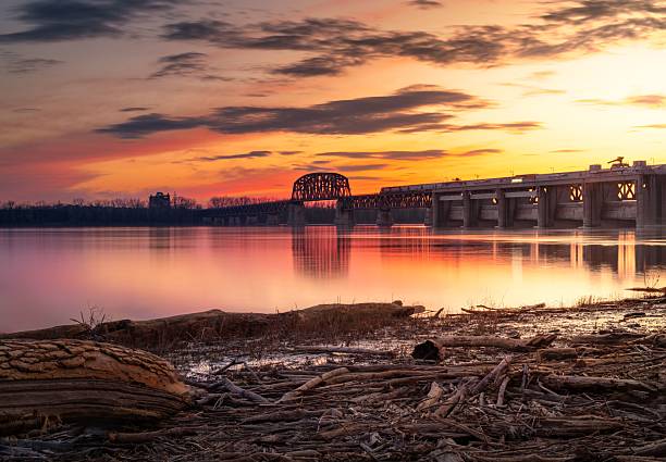 istock Sunset over Ohio railroad bridge 2231340499