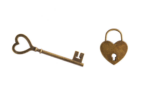 istock Heart shaped lock and key on white background 2231343289