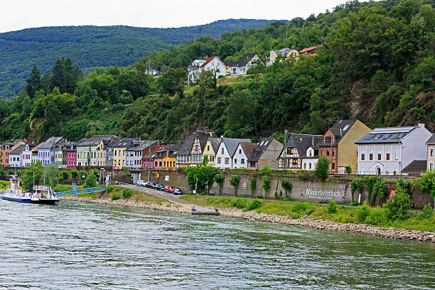 istock Niederheimbach Village on riverfront with hilly backdrop 2231345532