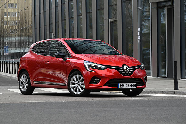 Berlin, Germany - 10 April, 2022: Renault Clio V stopped on a street. This vehicle is one of the most popular cars in Europe.