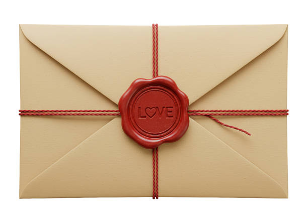 Isolated Romantic Envelope Sealed with a Love Wax Stamp