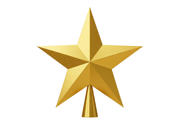 Isolated Glistening Golden Star Tree Topper