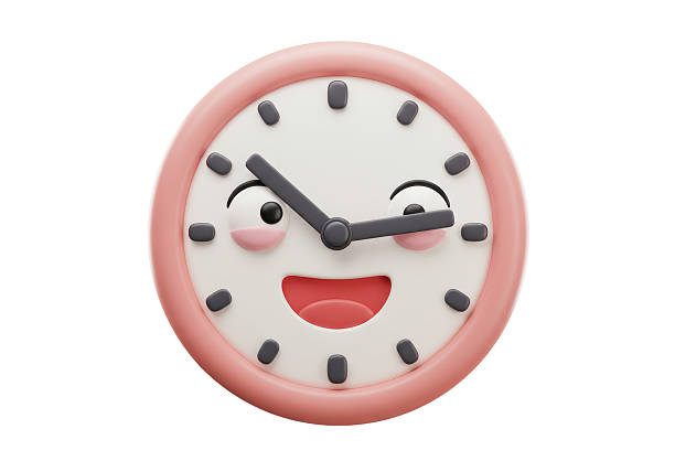 Isolated Smiling Clock Face with Cartoon Eyes
