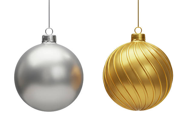 istock Isolated Silver and Gold Swirled Christmas Ornaments 2231351000