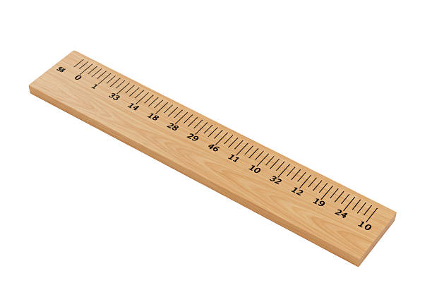 wooden ruler on white background with reflection and shadow