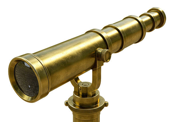 istock Isolated Brass Telescope on Stand with Adjustable Focus and Lens 2231353461