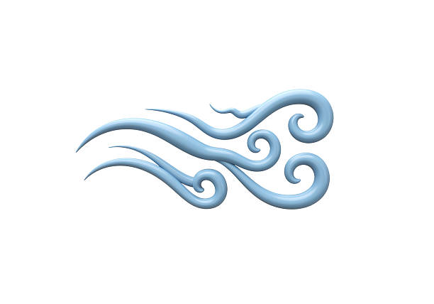 Isolated Stylized Swirls of Airy Blue Wind