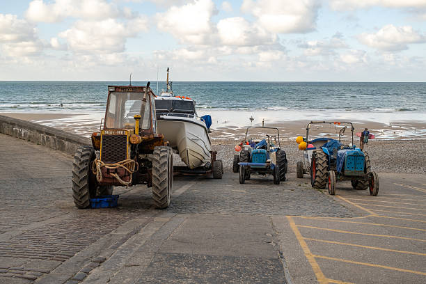 Cromer, Norfolk, UK - August 16 2025. Fishing boats and gear on Cromer beach on the North Norfolk Coast