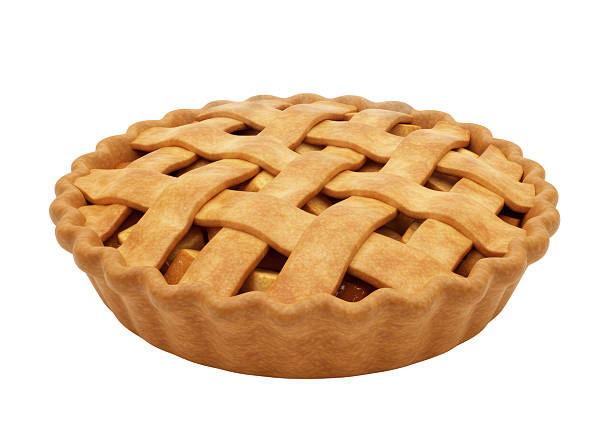 Studio shot of lattice top puff pastry mince pie cut out against a white background