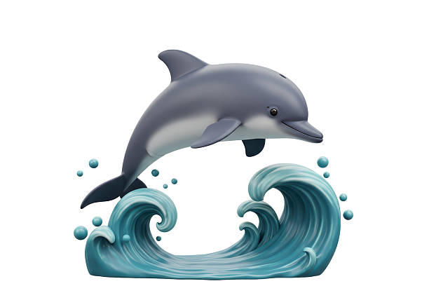 Isolated Playful Dolphin Leaping Over Turquoise Waves