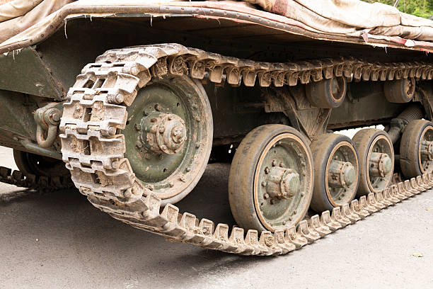 istock tank's tracks outdoors, showcasing mechanical parts 2231359063
