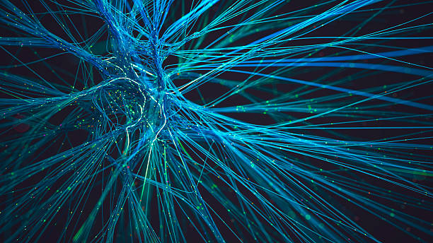 fundo de tecnologia de rede neural digital futurista - neurons abstract - fotografias e filmes do acervo