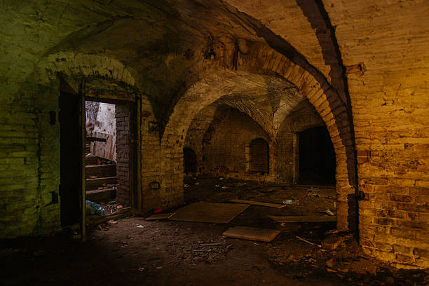 istock Dark and creepy vaulted red brick dungeon 2231381631