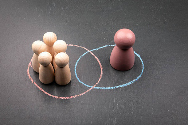istock Social identity and exclusion concept with isolated figure and group division 2231396480