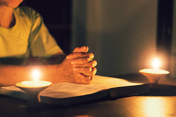 Burning candles in church