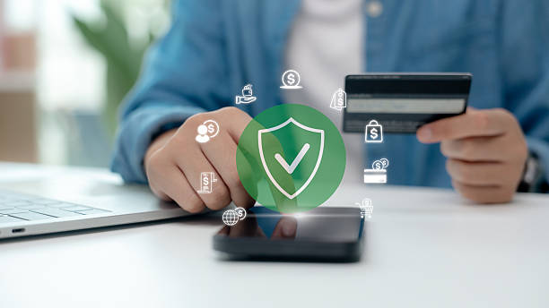 istock Secure online payment concept with credit card and digital security shield icon. Safe e-commerce transaction, fintech protection, cyber security and online banking technology. 2231409281