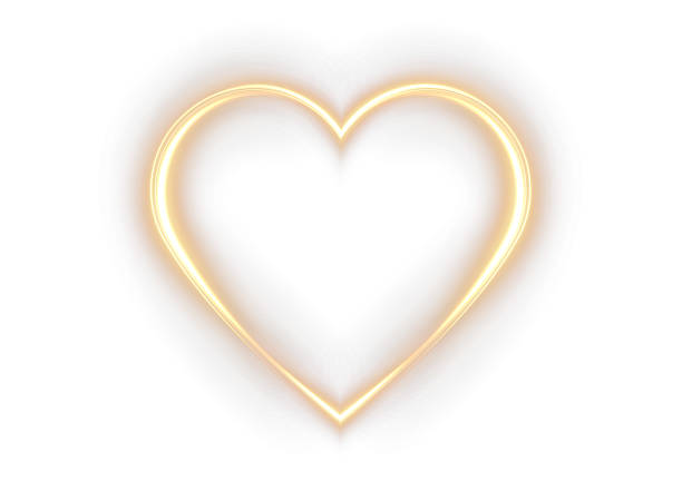 Golden glowing heart-shaped frame stock illustration.