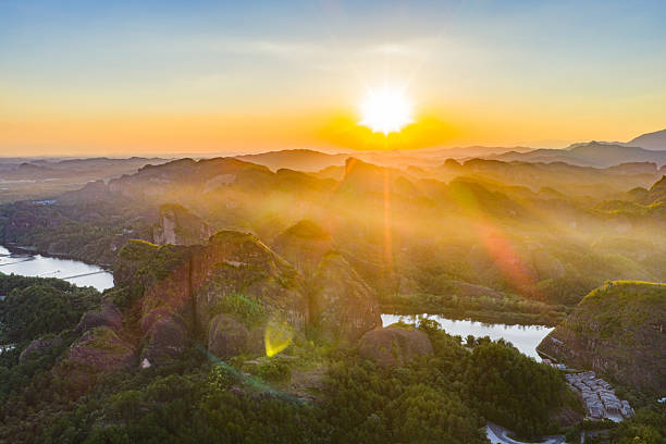istock Danxia landform river scenery at sunrise and sunset 2231423321