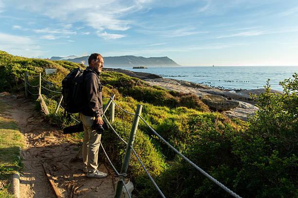 istock Photographer looking over False Bay from the Burges walk path near Boulders Beach 2231434603