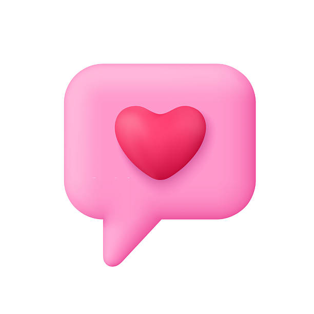 istock Pink speech bubble with red heart symbol. Social media, dating apps, chat interfaces and Valentine's Day concept. 3d vector icon. Cartoon minimal style. 2231438058