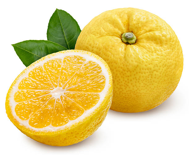 Yellow Yuzu orange isolated on white background With work path, Yellow Yuzu Orange fruit isolated on white background High resolution photography.