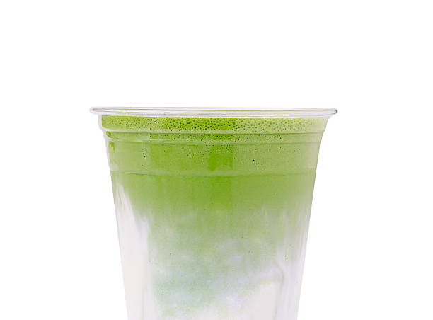 istock Delicious cold matcha beverage served in a clear cup during summer 2231446783