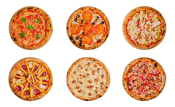 istock Delicious assortment of artisan pizzas on a white background 2231447332