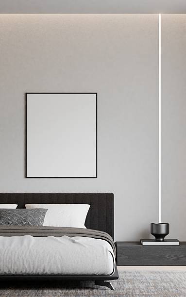 istock Modern Minimalist Bedroom Interior Poster Frame Mockup 2231448388