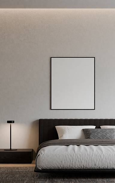 istock Modern Minimalist Bedroom Interior Poster Frame Mockup 2231448389