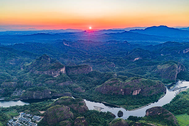 istock Danxia landform river natural scenery at sunrise and sunset 2231449178