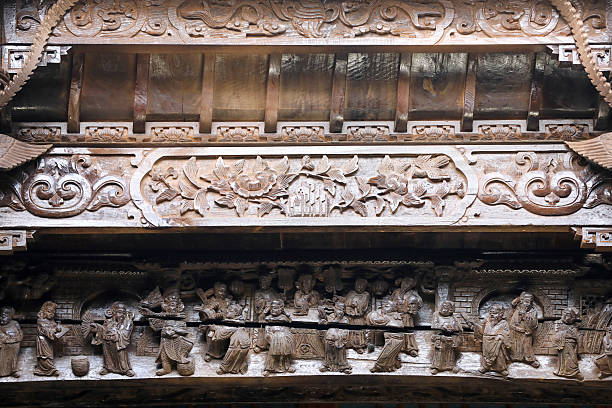 Wooden sculpture on an old Chinese building