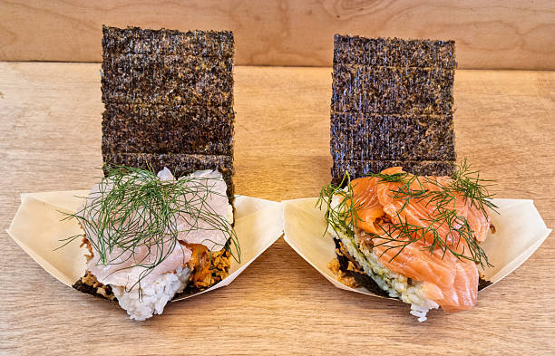 Japanese rice ball with salmon