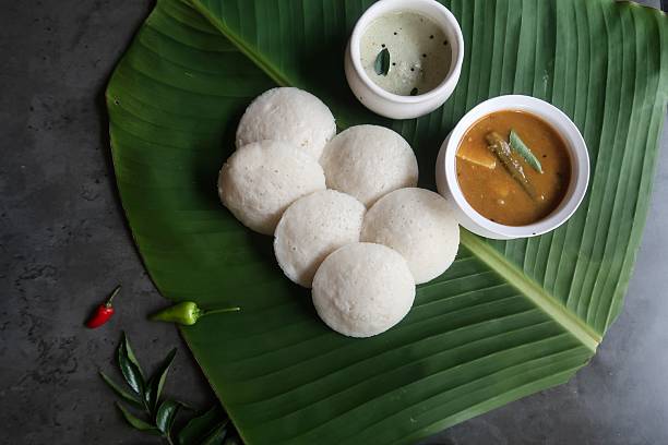 istock Idly sambar and coconut chutney 2231463830