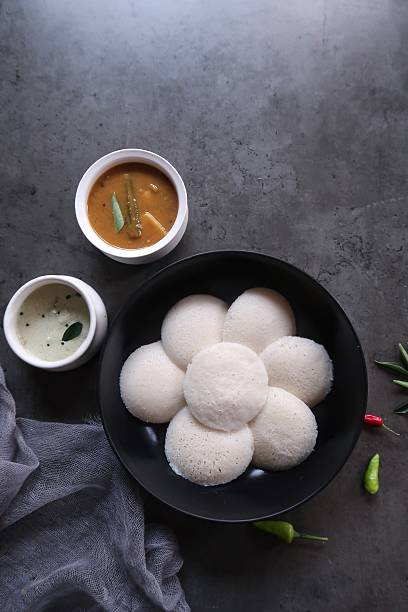 istock Idly sambar and coconut chutney 2231463832