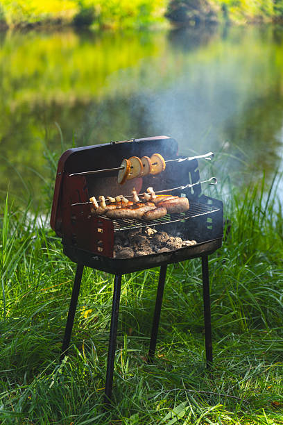 istock Mobile barbecue on the forest river bank. 2231464249
