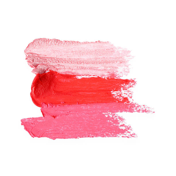 istock Samples of bright lipsticks isolated on white, top view 2231465545