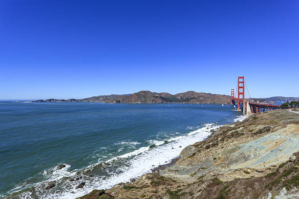 View of the Golden Gate Bridge and Point Bonita, California.