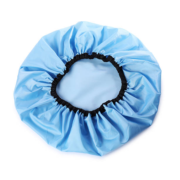 istock One blue shower cap isolated on white, top view 2231468506