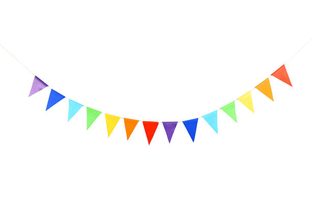 istock Colorful party flags isolated on white. Festive decor 2231469524