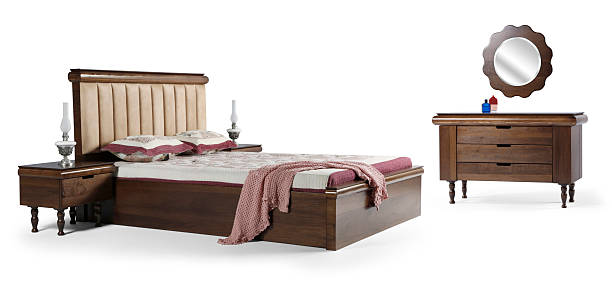istock Double bed , chest of drawers 2231475189