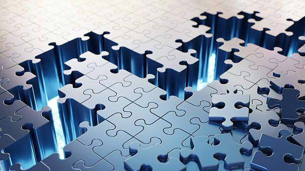 istock Incomplete Puzzle Pieces Shining With Illuminated Gaps Highlighting Contextual Solutions 2231480279