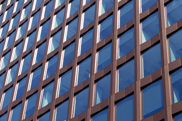 istock Modern office building facade with brown grid and glass windows 2231483869